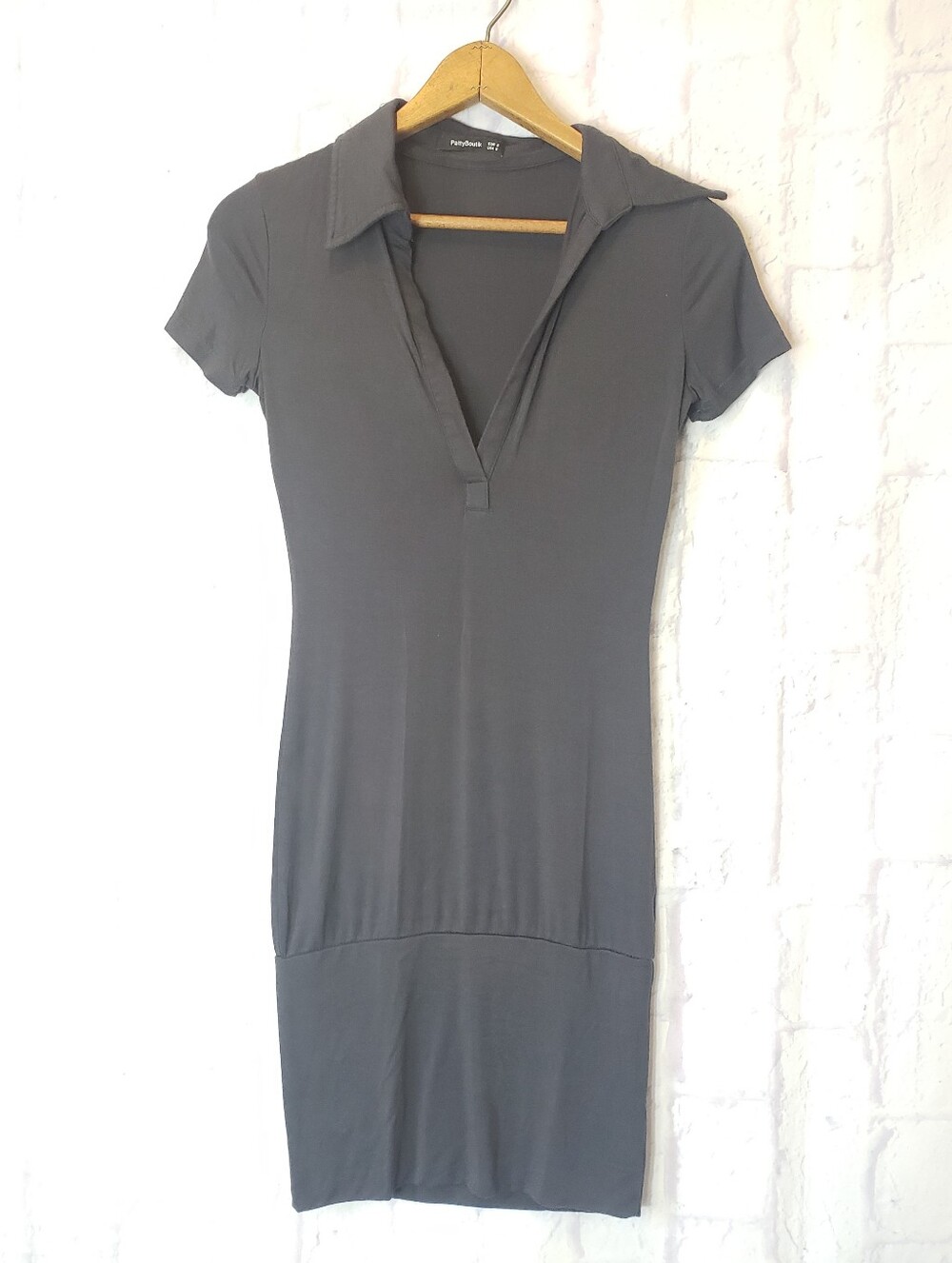 PATTYBOUTIK Charcoal Gray Polo Style Bodycon Mini Dress Small